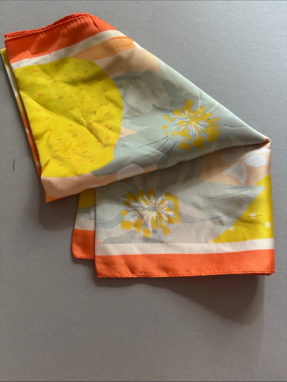 Orange yellow citrus print Scarf M797 - Picture 3 of 3